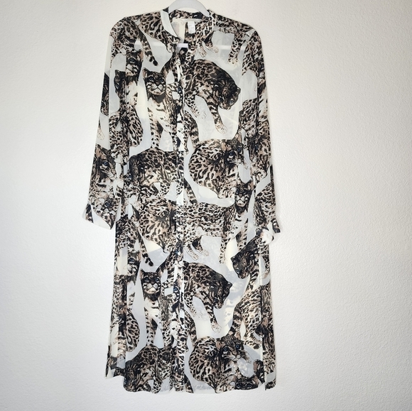 H&M CONSCIOUS Bengal Cat Print Sheer Tunic 8 - Picture 2 of 5